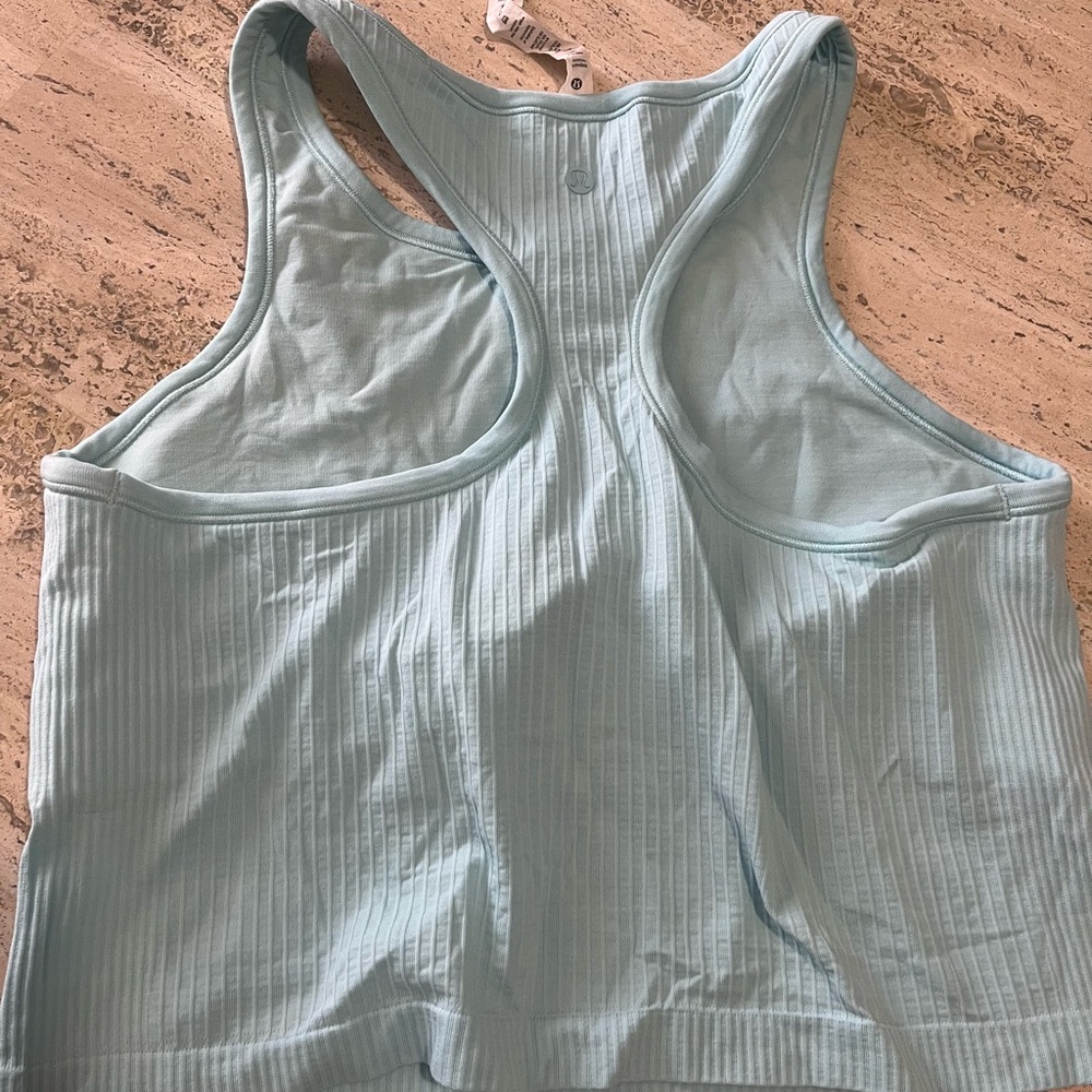 Light Blue Ribbed Tank Top - Picture 3 of 6